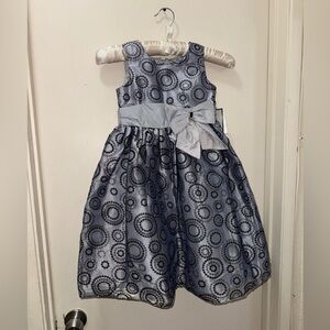 Jayne Copeland Silver Kids Dress with Bow